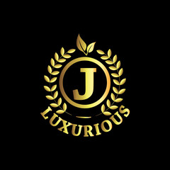 J Luxurious Logo Gold Vector Template Design