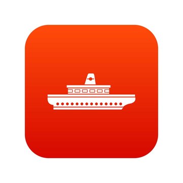 Passenger ship icon digital red