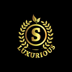 S Luxurious Logo Gold Vector Template Design