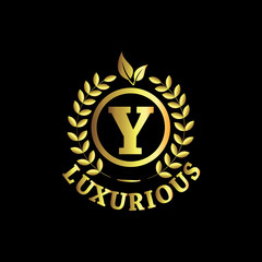 Y Luxurious Logo Gold Vector Template Design