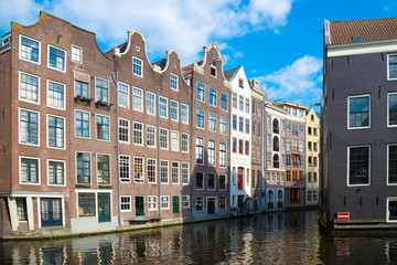 Traditional dutch medieval buildings in Amsterdam