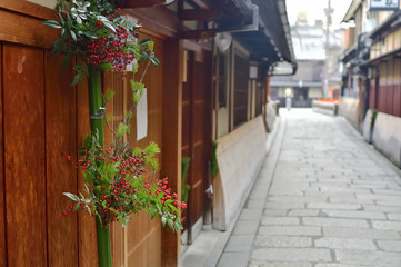Fototapeta na wymiar 京都　祇園の正月風景