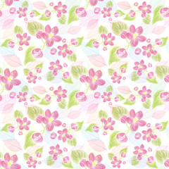 seamless  pattern with flowers and leaves