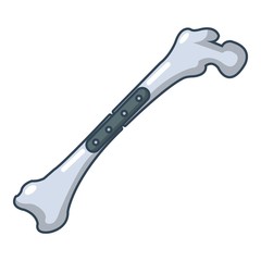 Broken bone icon, cartoon style.