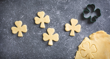 Baking St. Patrick's Day cookies.