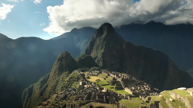 time lapse of peru's famous lost incan city of machu picchu on a sunny afternoon