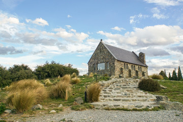 Obraz premium Tekapo church on hill in New Zealand