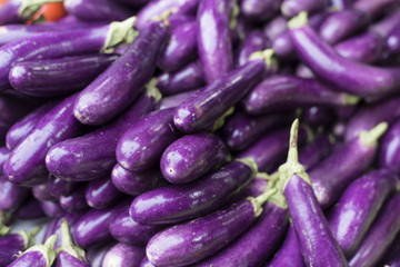 pile of eggplant for sale at local fresh market