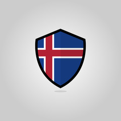 Iceland Flag Flat Vector Shield Badge