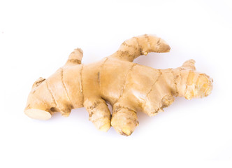 Fresh ginger root on white background for herb and medical product concept