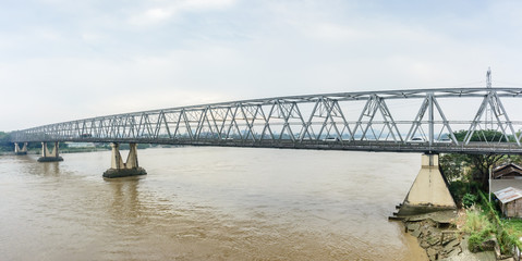 "Bayint Naung" bridge (No.1) in Yangon, Myanmar. Jan-2018. "Bayint Naung" is an ancient Myanmar king.