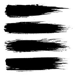 Grunge ink brush strokes. Freehand black brushes. Handdrawn dry brush black smears. Modern vector illustration.