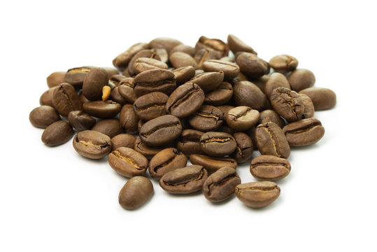 Coffee beans isolated on a white background