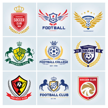 Football logo set,football college ,soccer logo,vector logo template