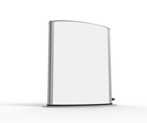Curved totem poster light advertising display stand. 3d render illustration.