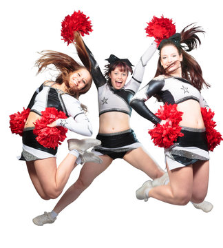 Three Cheerleaders Jumping