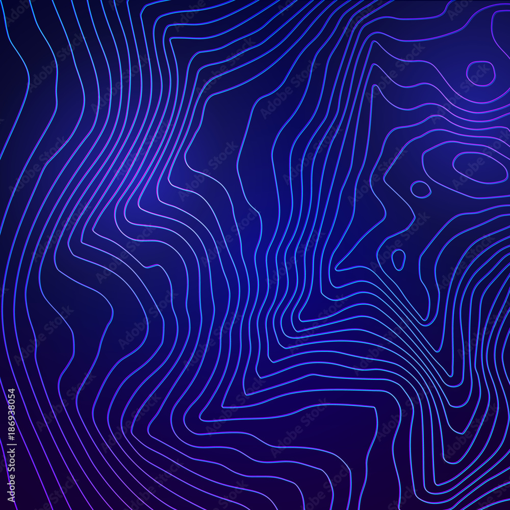 Poster Topographic map colorful abstract background with contour lines