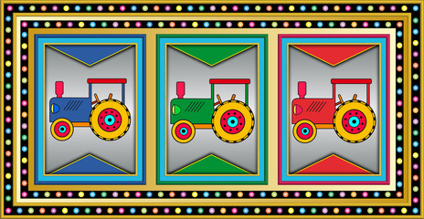slot machine with toy tractors