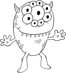 Cute Silly Monster Alien Vector Illustration Art