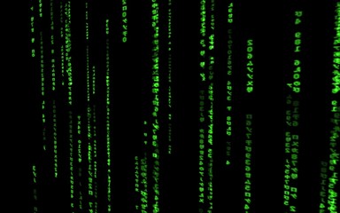 Digital binary data, streaming code background. Matrix background. Programming / Coding / Hacker concept. Cyberspace with green digital falling lines, abstract background, binary chain. Crypto space.
