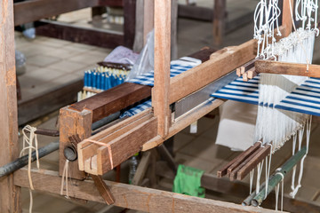 old weaving loom in workshop, Thailand