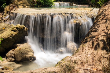 The Kuang Si Falls, known as Tat Kuang Si Waterfalls Luangprabang, Laos.