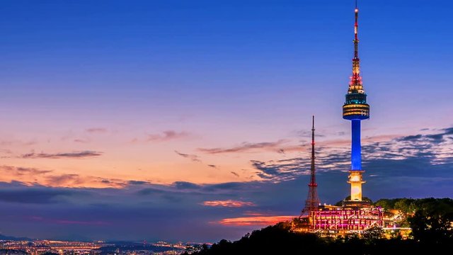 Time Lapse of Seoul City Skyline ,South Korea
