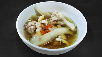 Chinese braised chicken in bowl.