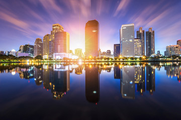 Fototapeta premium Bangkok Panorama ,Aerial view of Bangkok modern office buildings and condominium