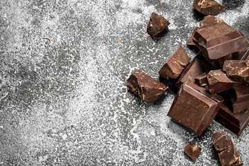 Pieces of dark chocolate.