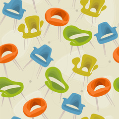 Retro Modern Chair Seamless Pattern