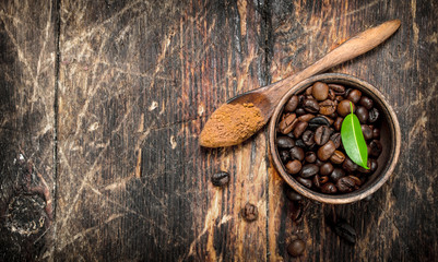 Coffee beans in a bowl.