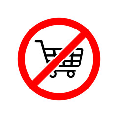 Forbidden sign shopping cart vector icon