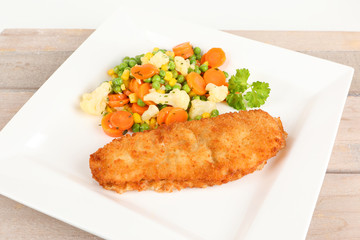 Backfisch mit Gemüse