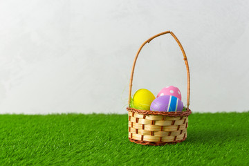 Easter eggs on the grass