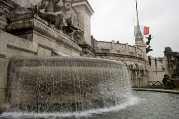 fountain in front at the vittoriano palace in Rome