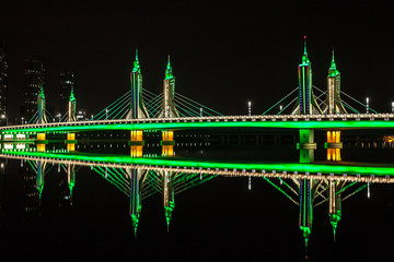 Bridge in Beijing, China at Night (The Jade Belt Road Bridge, Tongzhou District)