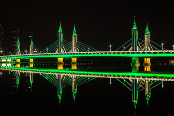 Fototapeta premium Bridge in Beijing, China at Night (The Jade Belt Road Bridge, Tongzhou District)