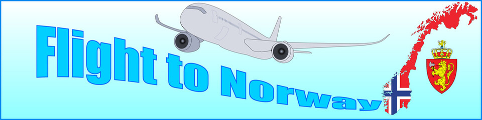 Banner with the inscription Flight to Norway