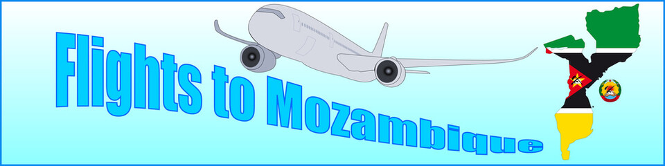 Banner with the inscription Flights to Mozambique