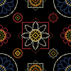Cross stitch seamless pattern background.
