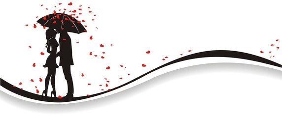 verliebtes Paar untem Regenschirm