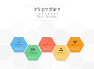 Infographic design elements for your business data with 5 options, parts, steps, timelines or processes. Vector Illustration.