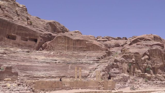Amphitheater carved into rock of Petra