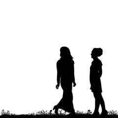  silhouette girl on city background