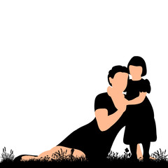  silhouette of mother and child