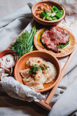 ravioli with meat and vegetables