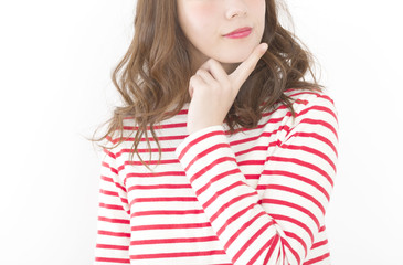 考える　女性　目線なし