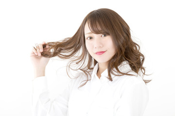 ビューティー　ヘアスタイル　カメラ目線