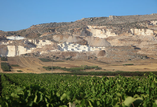 Marble Quarry in Custonaci on Sicily. Italy